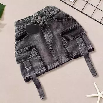 Женская мини-юбка А-силуэта с высокой талией, однотонный дизайн, короткая юбка с подкладкой, ретро-юбка в готическом стиле, повседневная одежда XXL чёрный