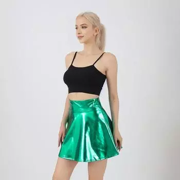 Женская мини-юбка для ночного клуба Яркая цветная юбка-зонтик Трехмерная юбка-фигуристка Юбка для выступления на сцене S золотистый