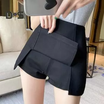 Женская мини-юбка с высокой талией и боковым разрезом, однотонная короткая юбка, дизайн трапециевидной формы, рабочая юбка с защитой от воздействия XL белый