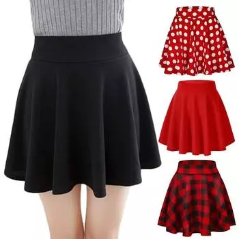 Женская мини-юбка с высокой талией и клетчатым принтом, юбка-трапеция, базовый стиль, повседневный стиль, короткая юбка, универсальная одежда для работы и отдыха S
