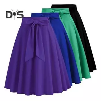 Женская мини-юбка с высокой талией, шнуровкой, бантом, декором, короткая юбка, однотонная, трапециевидная, юбка для катания на коньках, повседневная одежда для отдыха XL королевский синий