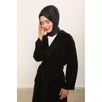 Женская минималистичная мягкая шаль с узором черного цвета