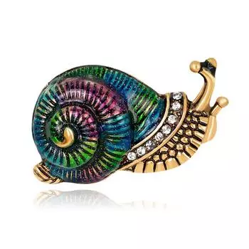 Женская многоцветная модная мультяшная улитка, блестящая эмалированная брошь со стразами, ювелирные изделия