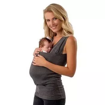 Женская многофункциональная одежда-кенгуру, повседневная футболка с кенгуру для мамы, родителя и ребенка L чёрный