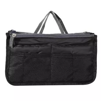 Женская многофункциональная сумка для хранения туалетных принадлежностей и косметики на открытом воздухе, сумка на молнии большой емкости чёрный