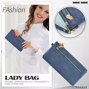 Женская многофункциональная сумка для мобильного телефона, длинный кошелек, сумка на двойной молнии