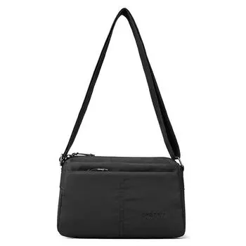 Женская многосекционная сумка однотонная маленькая квадратная сумка большой вместимости на плечо/через плечо чёрный