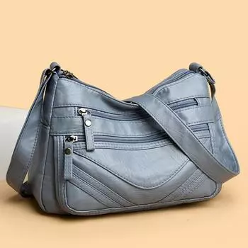 Женская многослойная мягкая сумка из полиуретана для мам среднего возраста, сумка через плечо коричневый