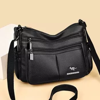 Женская многослойная сумка через плечо, сумка для мамы среднего возраста, мягкая кожаная сумка через плечо синий