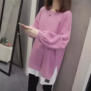 Женская многослойная толстовка больших размеров, повседневная футболка средней длины для осени/зимы 2025 г. 2XL оранжевый