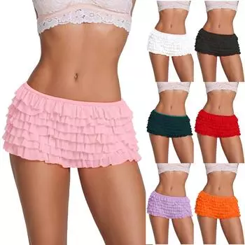 Женская многослойная юбка из кружева с кружевом, однотонная сексуальная юбка из кружева XL чёрный