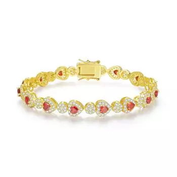 Женская мода 14K золотой цвет сердце браслет гранат камни браслеты ювелирные изделия подарок гранат