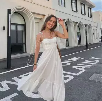 Женская мода 2024 года: Многослойное платье без рукавов из европейского и американского поплина Medium чёрный