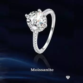 Женская мода 925 стерлингового серебра большое кольцо из муассанита обручальное кольцо ювелирные изделия для вечеринки подарок девушке сверкающие украшения 5 белый