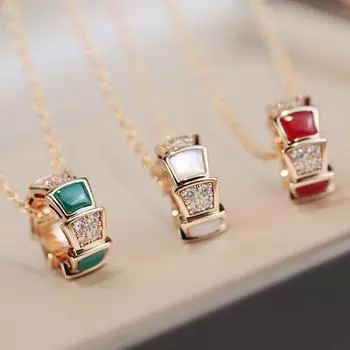 Женская мода 925 стерлингового серебра позолоченный рябчик змея кулон ожерелье с бриллиантами тренд вечерние темпераментные украшения 45cm