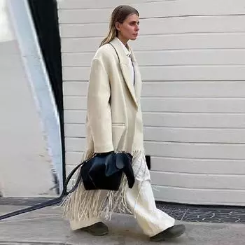 Женская мода элегантное пальто с кисточками осень-зима длинный рукав карман куртка отложной воротник уличный стиль пальто S бежевый