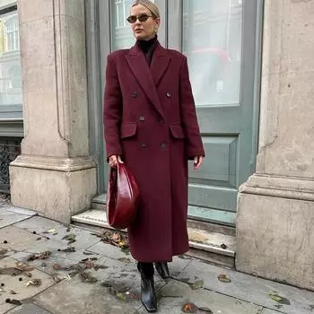Женская мода элегантное шерстяное пальто с длинным рукавом двубортное пальто осень-зима свободное пальто с отложным воротником ретро британский стиль коммутационная новая мода S бордовый