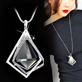 Женская мода Алмазный кулон Длинный свитер-цепочка Ожерелье Партия Ювелирный подарок