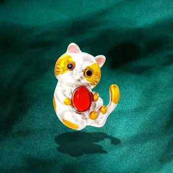 Женская мода, эмалированная милая брошь с изображением кота для женщин, роскошная брошь в виде животного из желтого золота, булавка из сплава