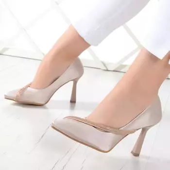 Женская мода Атласная блестящая каменная вечерняя обувь 9 см Вечерняя обувь