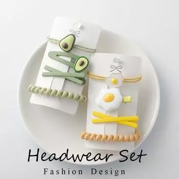 Женская мода авокадо яйцо фрукты шпилька резинки для волос заколки для волос набор головных уборов зелёный