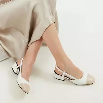 Женская мода Белые туфли на коротком каблуке