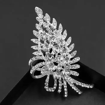Женская мода, белый кристалл, цветок, броши для женщин, роскошный серебряный цвет, стразы, сплав, брошь с растением, булавки