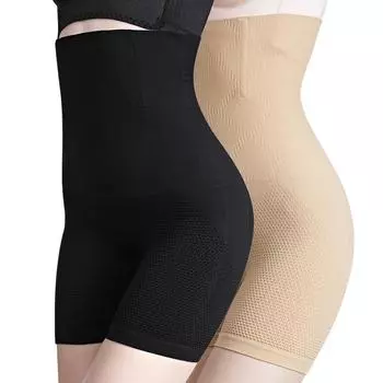 Женская мода, бесшовные сотовые брюки с высокой талией и подтяжкой бедер, послеродовые удлиненные трусы-боксеры, корректирующие фигуру, защитное нижнее белье для тела L бежевый