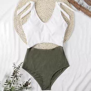 Женская мода Бикини Бандажный Купальник Ребристый Купальник Бикини M