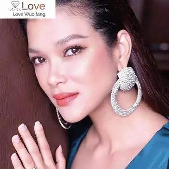 Женская мода блестящие стразы большие круглые висячие серьги ювелирные изделия макси вечернее платье серьги аксессуары распродажа золотой