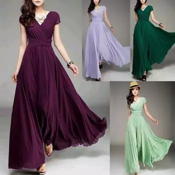 Женская мода Богемное платье макси Вечернее платье с V-образным вырезом XXXXXL зелёный
