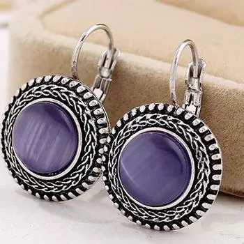 Женская мода богемный ретро элегантные опаловые серьги гвоздики подарок изысканные элегантные женские украшения универсальные женские серьги One Size фиолетовый