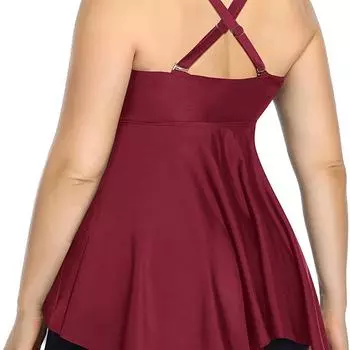 Женская мода больших размеров из двух частей, однотонный скромный купальник, купальный костюм с перекрестной спинкой и шортами для мальчиков, комплект купального костюма с контролем живота, танкини, купальный костюм 4XL