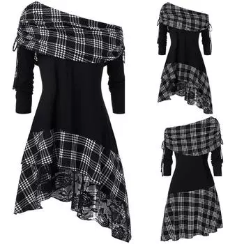 Женская мода больших размеров, однотонная, с рюшами, с длинным складным воротником, туника, топ, блузка, топы L чёрный