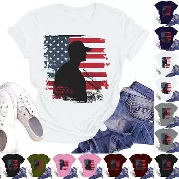 Женская мода больших размеров с принтом в стиле винтаж LA, повседневный топ с короткими рукавами XL зелёный