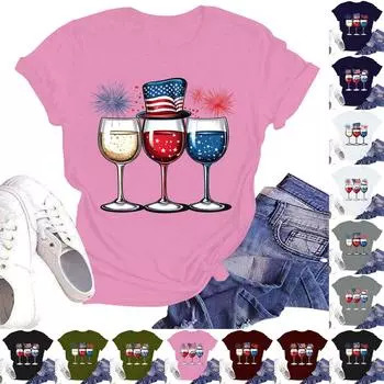 Женская мода больших размеров с принтом в стиле винтаж LA, повседневный топ с короткими рукавами XXL чёрный