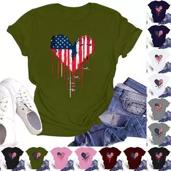 Женская мода больших размеров с принтом в стиле винтаж LA, повседневный топ с короткими рукавами XL