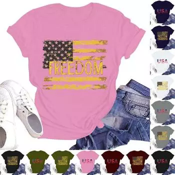 Женская мода больших размеров с принтом в стиле винтаж LA, повседневный топ с короткими рукавами M белый