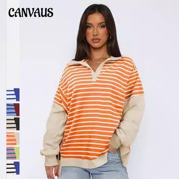 Женская мода больших размеров, свободная, разноцветная, полосатая толстовка, разрез, повседневные топы на осень и зиму S белый/чёрный