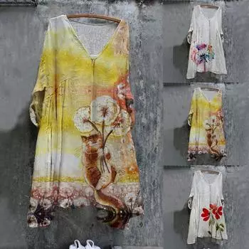 Женская мода больших размеров винтажные праздничные цветочные винтажные платья с рукавами 3/4 L красный