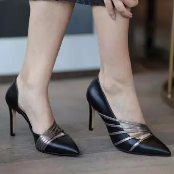 Женская мода Черная шпилька с серебряной лентой