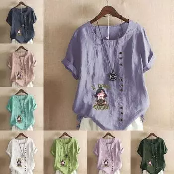 Женская мода Crying Girl Printed футболка с коротким рукавом свободная хлопковая рубашка повседневная свободная летняя блузка топы больших размеров S розовый