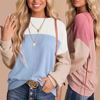 Женская мода цветные толстовки с капюшоном с длинным рукавом и круглым вырезом трикотажные ребристые толстовки туники топы осень-зима S зелёный