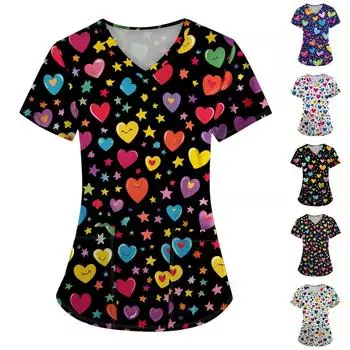 Женская мода День святого Валентина Любовь Печатный комбинезон с короткими рукавами и карманами Топы Одежда XL