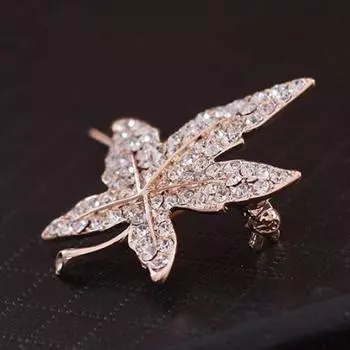 Женская мода дизайн кленовый лист нежный кристалл брошь со стразами ювелирные изделия One Size золотистый