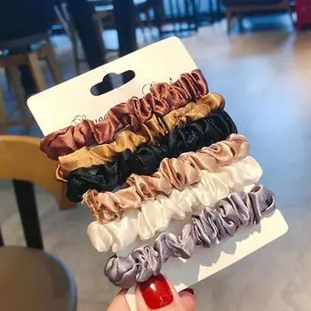 Женская мода для девочек, эластичные ленты для волос, шелковые атласные резинки для волос, резинка для волос, хвост, завязки, веревки, держатель для волос B8T5 6pcs/set