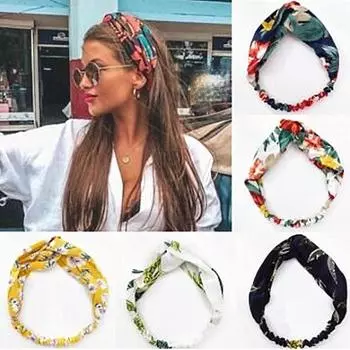 Женская мода для девочек, повязки для волос в стиле бохо, повязки на голову с принтом, винтажные крестообразные тюрбаны, аксессуары для волос 1