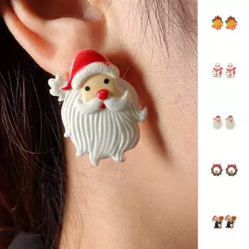 Женская мода для отдыха, рождественский снеговик, колокольчик, серьги из смолы, ювелирный аксессуар Free