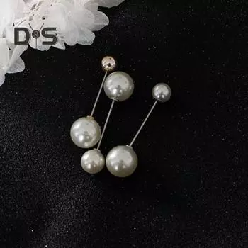 Женская мода двойной искусственный жемчуг брошь Safty Pin кардиган шаль клип значок подарок