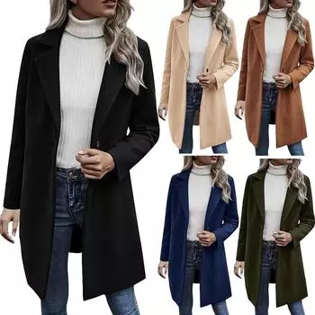 Женская мода, двусторонний бархатный сплошной цвет Niko с длинными рукавами, классические модели британского плаща в длинной куртке с абзацем S бежевый